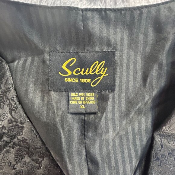 Scully Mens Black Paisley Vest XL Button Front Gothic Notch Collar Lightweight - Picture 3 of 7